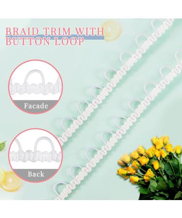 10 Yards White Gimp Braid Trim with Elastic Button Loop - Bridal Dress Zipper Extender & Upholstery Sewing Trim for DIY Crafts - Buy Online on SooperMarket.com