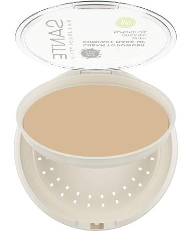 Sante Natural Cosmetics Compact Powder 01 Cool Ivory - Vegan Long-Lasting Matte Finish for Light Skin Tones with Organic Hemp Seed Oil - 9g - Buy Online on SooperMarket.com