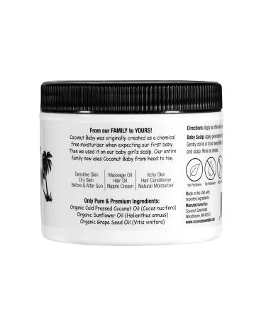 Organic Coconut Baby Oil: Cradle Cap Treatment, Hair Growth, Skin Protection - Eczema, Psoriasis Relief - Massage, Sensitive Skin Care - Diaper Rash, Stretch Marks - with Sunflower & Grape Seed Oils - 4 fl oz - Buy Online on SooperMarket.com