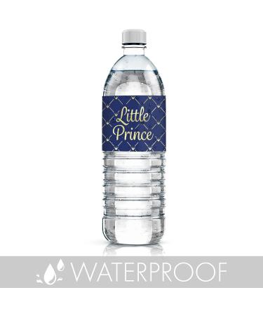 Royal Prince Baby Shower Water Bottle Labels - 24 Shiny Foil Stickers - Buy Online on SooperMarket.com