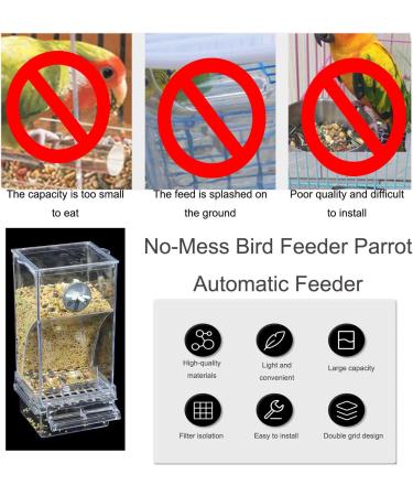Automatic Bird Feeder No Mess Bird Feeder Bird Cage Feeder Bird Cage Accessories for Parakeet Canary Cockatiel Finch - Buy Online on SooperMarket.com