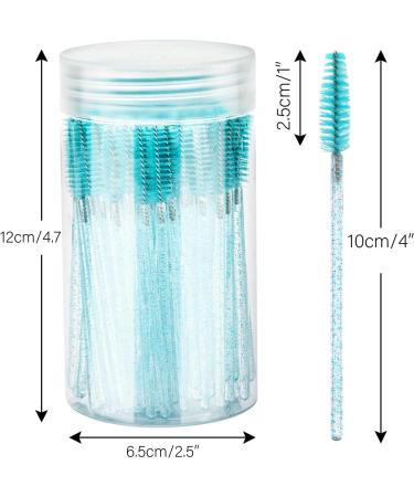 GCQQ Crystal Blue 100PCS Eyelash Brushes & Disposable Spoolies with Container - Ideal for Lash Extensions & Castor Oil Application - Buy Online on SooperMarket.com