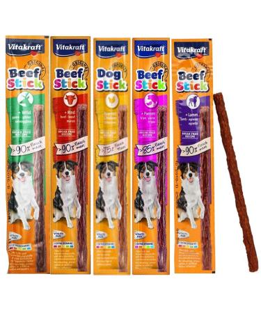 *NEW* CASE OF 50 MIXED VARIETY VITAKRAFT DOG BEEF STICKS 5 FLAVOURS SOFT MEATY DOG TREAT STICKS