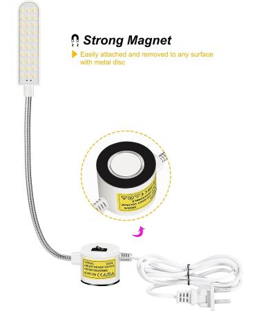 Amazing power Sewing Machine Light LED Flexible Gooseneck Work Lamp with Magnetic Mount Base for Workbench Lathe Drill Press - Buy Online on SooperMarket.com