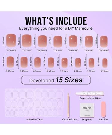 Buy Bartbox Square Press on Nails - Short Sheer Brown 30 Pieces - Artificial Nail Set for Women & Girls - Easy Stick-On Square Fake Nails - Buy Online on SooperMarket.com