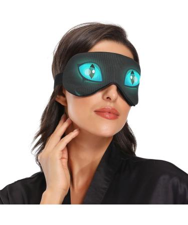 Haskirky Light Blocking Eye Mask - Adjustable Men and Women Travel, Yoga, Meditation - Black Cat Eyes Design for Office Deep Sleep Comfort - Buy Online on SooperMarket.com