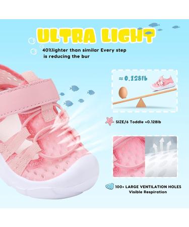 JOINFREE Toddler Water Shoes - Breathable Quick Dry Beach Sandals, Lightweight & Flexible - 7 Toddler Pink - Buy Online on SooperMarket.com