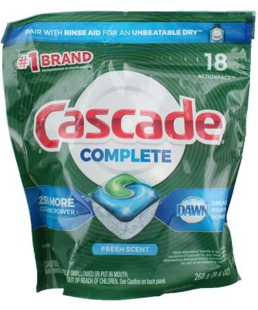 Buy Cascade CMPLT Pods 18PK - Best Dishwasher Detergent for Sparkling Clean Dishes | Fast International Shipping - Buy Online on SooperMarket.com