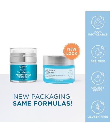 goPure Glyco-Peptide Anti-Wrinkle Face Cream - Hydrating Hyaluronic Acid Moisturizer with Glycolic Acid Peptides & Vitamin E - Anti-Aging Facial Cream 1.7 fl oz - Buy Online on SooperMarket.com