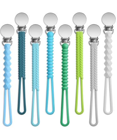 Nuanchu 8 Pieces Pacifier Clips Baby Pacifier Clip Holder Cute Braid Pacifier Strap with Clip for Baby Girl Boy Keeping Baby Pacifiers  Teethers and Small Toys in Place(Fresh Colors)