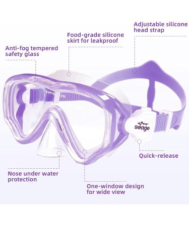 Kids Snorkel Set - Dry Top Snorkel Mask for Boys and Girls - Anti-Fog, Leak-Proof, 180 Panoramic View - Purple Snorkel Kit for Youth - Buy Online on SooperMarket.com