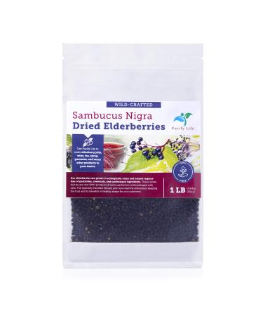 Dried Elderberries - 1lb Bulk - Wildcrafted Natural Free Of Chemicals non-GMO Whole European Immune System Support Booster For Black Elderberry Syrup Gummies Jelly Tea Wine Raw Sambucus Nigra