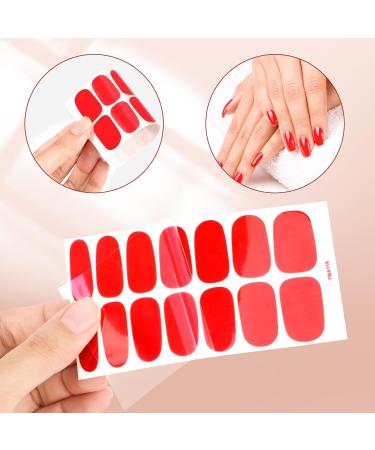 JSRQT Solid Glitter Color Full Wraps Nail Polish Stickers 8 Sheets Nail Art Polish Decals Tips Self-Adhesive Nail Polish with Nail Files Nail Strips Bright Pink Nail Wraps Nail Art Designs for Women - Buy Online on SooperMarket.com