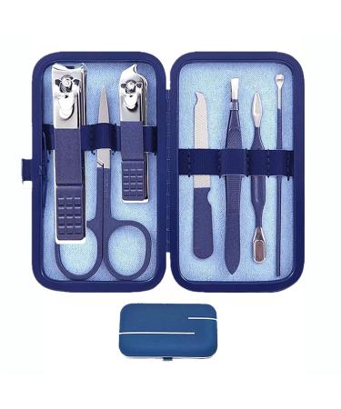 Manicure set Men women women nail clippers set permanent nail clipper kit personal care tools with portable case pedicure tools men grooming kit for husband women friend blue
