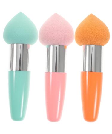 Housoutil 3pc Foundation Sponge with Handle Powder Foundation Brush Concealer Brush Pointed Foundation Brush Makeup Sponge with Handle Makeup Brush Tools Fake Hair Edges Travel Set