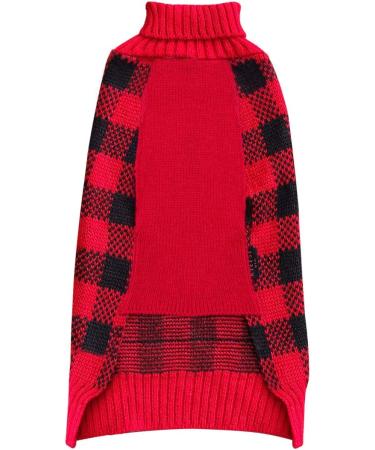 KYEESE Christmas Dog Sweater - Reindeer Design with Leash Hole for Small to Medium Dogs - Red Buffalo Check Pet Apparel - Large Size (11-19lbs) - Buy Online on SooperMarket.com