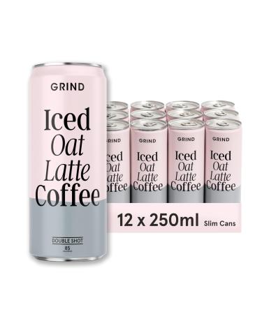 Grind Iced Coffee Oat Latte Ready-To-Drink Cold Brew Coffee 12 x 250ml Refreshing Medium Roast With A Double Shot of Espresso The Perfect Caffeine Boost Iced Oat Latte 250 ml (Pack of 12)