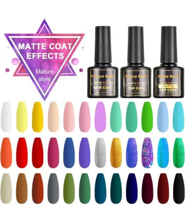 Gel Nail Polish SHOWNAIL 39 Pcs Gel Nail Polish Set Soak Off Gel Nail Set with Glossy and Matte Gel Top Base Coat Popular Nude Neon Pastel White Black Glitter Gel Polish Set Diy Nail Collection 36 Colors - Buy Online on SooperMarket.com
