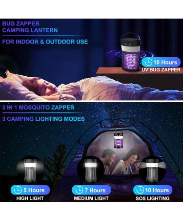 Mosquito Killer lamp Portable Bug Zapper Light Bulbs & Waterproof Camping Lantern 1800mAh Battery USB and Solar Rechargable LED Insect & Fly Killer for Outdoor Home Bedroom Backyard Patio Black - Buy Online on SooperMarket.com