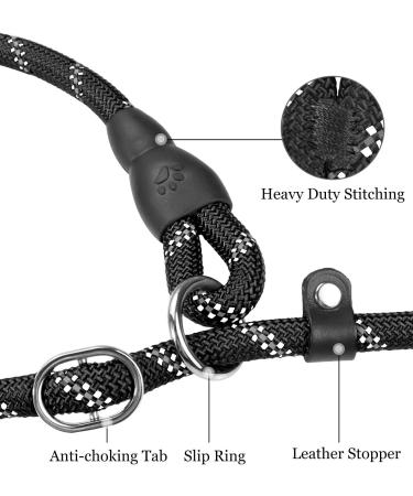 TagME Slip Rope Dog Lead for Medium Dogs 1.8m Reflective Slip Leads with Soft Padded Handle 12 Colors Slip-On Nylon Leash for Training/Walking Black M-3/8"x6'(Pack of 1) Black - Buy Online on SooperMarket.com