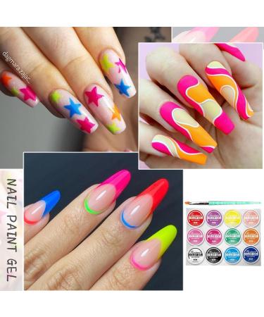 Painting Nail Gel Polish - Spider Gel Nail Polish Kit - 12 Colors UV Gel Nail Kit with Nail Brush Set - Black White Silver Gold Long Lasting Silk Gel Varnish Kit for Nail Manicure Design DIY - Buy Online on SooperMarket.com