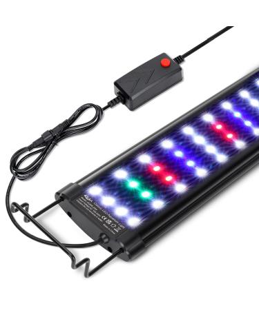 AQQA Aquarium Light,Full Spectrum LED Fish Tank Lights,12"-54" Adjustable Multi-Color White Blue Red Green LEDs with Extendable Brackets,14W-31W for Freshwater Plants 14W(12"-18")