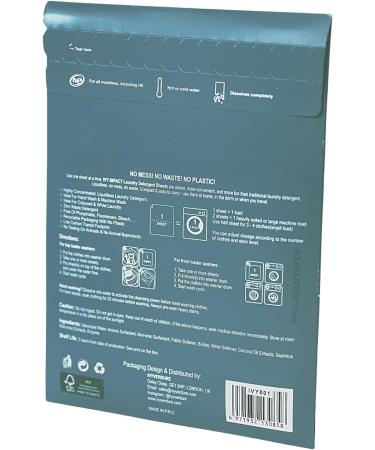 IVY IMPACT Laundry Detergent Sheets Strips | Ultra-Concentrated | Eco-Friendly | Sensitive Skin | Suitable for Machine and Hand Washing | Up to 60 Loads | Scent: Fragrance Free Unscented - Buy Online on SooperMarket.com
