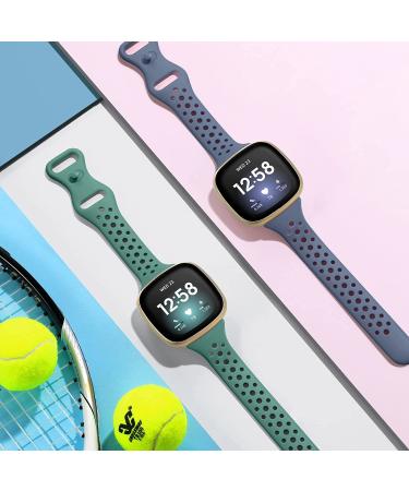 Laffav Slim Soft Silicone Sport Bands for Fitbit Versa 3 & Sense - Small, Black/Pine Green/Purple/Blue Gray - Men and Women Replacement Wristband - Buy Online on SooperMarket.com