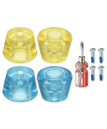 PATIKIL Roller Skate Toe Stops with Screwdriver Rubber Brake Stoppers Block for Roller Skate Accessories Replacement Blue Yellow