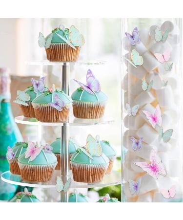 60 Blue Purple Butterfly Cake Toppers with Happy Birthday Topper | 3D Mixed Size Color Decoration Set for Birthday & Wedding Party Supplies - Buy Online on SooperMarket.com