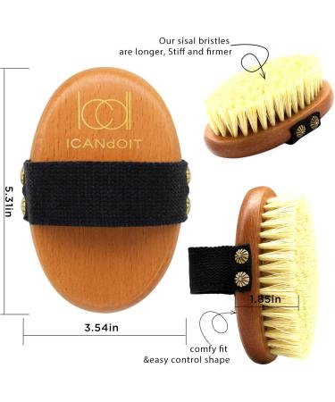ICANdOIT High Strength Dry Body Brush - Natural Bristle Exfoliating Massage Brush for Cellulite, Lymphatic Drainage, and Soft Skin - Stiff Tampico Fiber for Improved Circulation and Ingrown Hair Prevention - Buy Online on SooperMarket.com