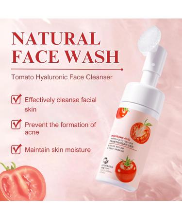 Tomato Foaming Cleanser Hyaluronic Acid Foaming Facial Cleanser Sensitive Face Wash With Hyaluronic Acid Tomato Facial Cleanser For Dry Skin Remove Impurities & Control Shine 100ml - Buy Online on SooperMarket.com