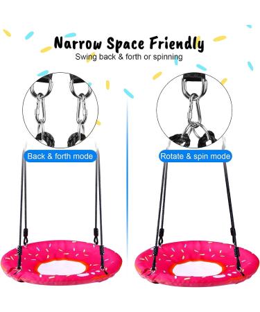 Odoland 24 inch Kids Tree Swing - Pink Saucer Swing for Outdoor Play - 900D Oxford Platform with Hanging Ropes and Turnbuckle - Buy Online on SooperMarket.com