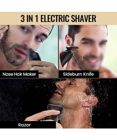 TEMKIN Electric Shaver for Men | 3-in-1 Waterproof Razor USB Rechargeable Rotary Blade & Nose Hair Trimmer | Blue Color - Buy Online on SooperMarket.com