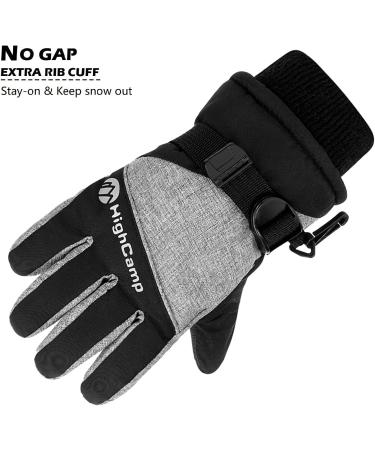 Highcamp Kids Waterproof Winter Snow Gloves with Reflector M(6-8Y) - Heather - Buy Online on SooperMarket.com