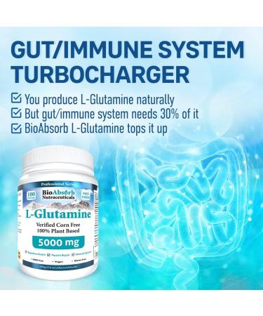 L-Glutamine Powder Corn-Free Non-GMO 100-Day Supply Vegan L Glutamine For Gut Health & Post Workout (500 mg) - Buy Online on SooperMarket.com