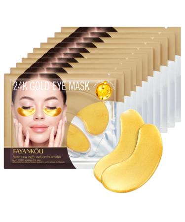 24k Gold Under Eye Mask 24k Gold Eye Masks For Dark Circles Puffy Eyes 24k Gold Under Eye Gel Pads Under Eye Patches Improve Under Eye Bags Fine Lines And Wrinkles Eye Masks Skincare(10 Pairs)