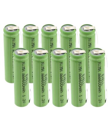 10x Exell 1.2V NIMH AAA 600mAh Rechargeable Batteries w/Tabs for use with high power static applications (Telecoms UPS and Smart grid) radio controlled devices electric tools electric mopeds