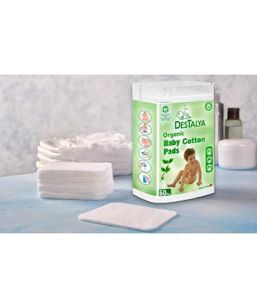 DESTALYA Organic Cotton Pads for Diaper Change & Makeup Removal - 360 Large Disposable Squares for Sensitive Skin - Soft Cleansing Wipes for Personal Care - Buy Online on SooperMarket.com
