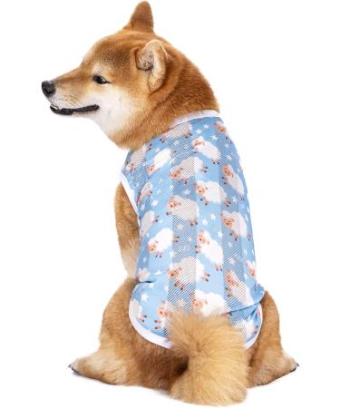 Stylish Summer Dog T-Shirt - Breathable Sun Protection Vest for Medium & Large Dogs (Size L Blue Sheep) - Buy Online on SooperMarket.com