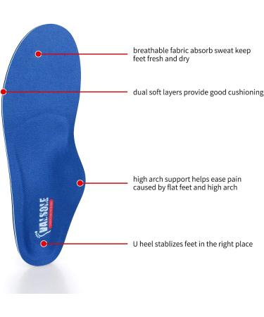 Valsole Orthopedic Insoles for Men & Women | Soft Functional Shoe Inserts for Flat Feet Plantar Fasciitis & Foot Pain | Size 35-36 EU (23cm) V107c - Buy Online on SooperMarket.com