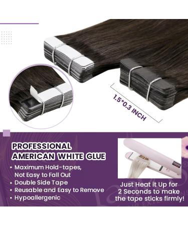 Buy Laavoo 55cm Brown Ombre Tape-In Real Hair Extensions | 50g 20pcs Remy Human Hair Balayage #2/6/12 - Invisible & Discreet - Buy Online on SooperMarket.com