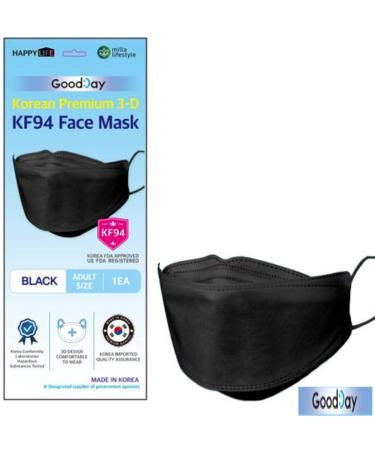 Happy Life Premium 3D Black KF94 Face Mask - Individual Pack (24) - Made in Korea - Buy Online on SooperMarket.com
