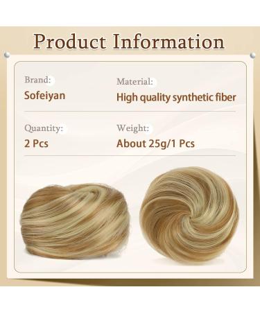 Sofeiyan 2PCS Mini Claw Clip Hair Bun Extensions - Cat Ears Messy Updo Space Bun Accessory for Women/Girls in Strawberry Blonde & Bleach Blonde - Buy Online on SooperMarket.com