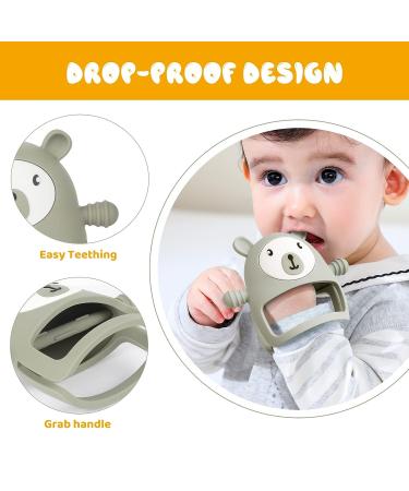 COZYPANDA Baby Teething Toys 0-12 Months - Silicone Teether for Sore Gums, BPA Free - Sage Color - Soothing Chew Toy for Boys and Girls - Buy Online on SooperMarket.com