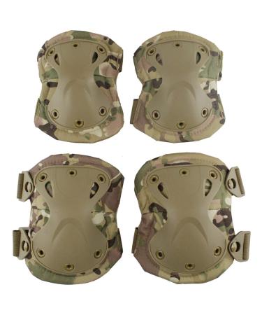 Tactical Combat Knee & Elbow Protective Pads Set for Outdoor CS Paintball Game Cycling Safety Skateboarding Gear Skates Knee Protection Guard Pads CP