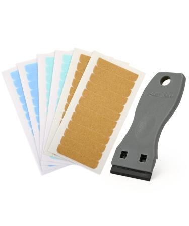 EHDIS 72 Pcs Hair Extension Tapes with Scraper for Remove Tapes Double Sided Hair Tape for Hair Extensions Lace Wig Hairpiece Toupee Hair Weft 4 x 0.8 cm