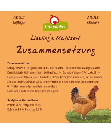 Granatapet Liebling's Meal Adult Poultry 1.8 kg | Grain-Free & Sugar-Free Dry Dog Food | Single Protein Dog Food for Healthy Nutrition - Buy Online on SooperMarket.com