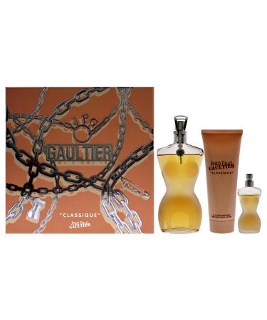 Jean Paul Gaultier Classic Lot 3-pcs Gift set for Women (Eau de Toilette spray 3.3 fl oz + Body Lotion 2.5 fl oz + Eau de Toilette Spray 0.2 fl oz)