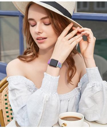 Rabini Metal Magnetic Band Compatible with Apple Watch 38mm 40mm 41mm 42mm 44mm 45mm 49mm  Rainbow Stainless Steel Mesh Loop Bands for iWatch SE Ultra Series 8 7 6 5 4 3 2 1 Women Men  Multicolor 1-Multicolor 38mm/40mm/41mm - Buy Online on SooperMarket.com